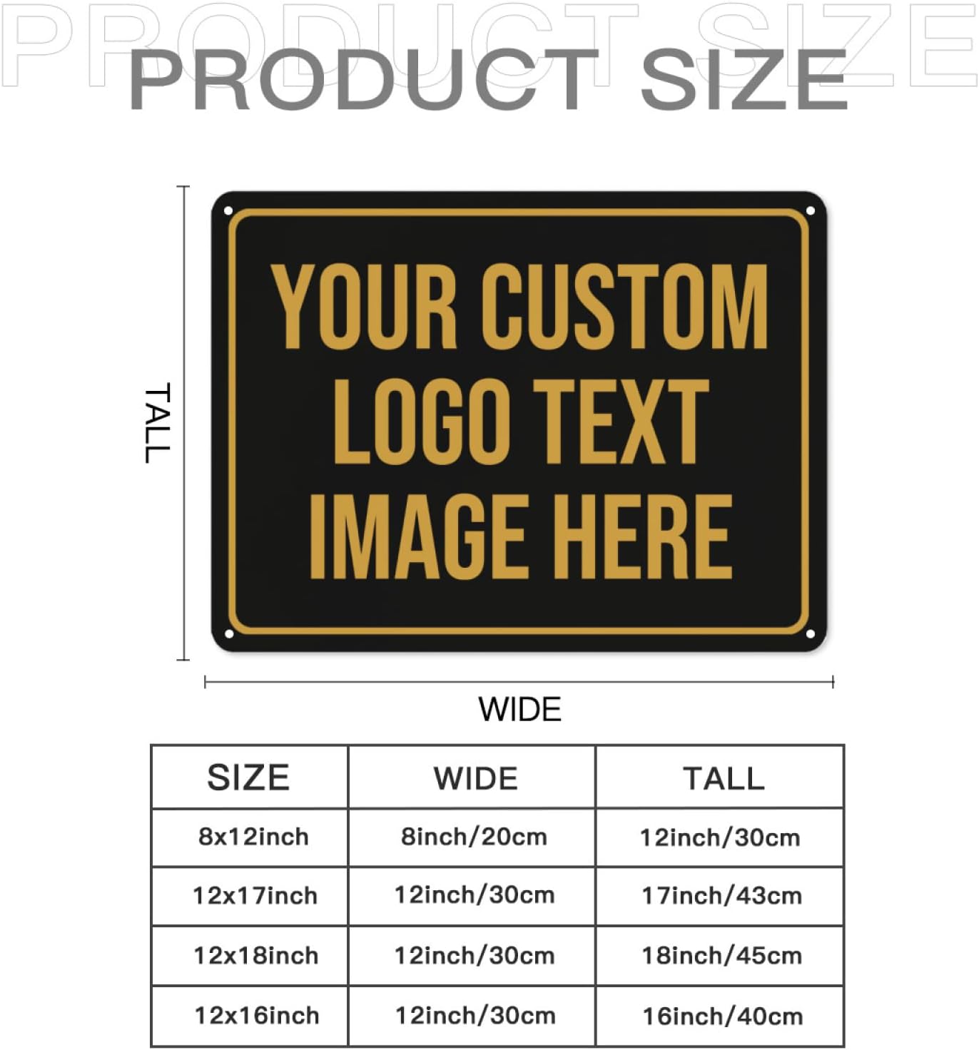 Custom Metal Sign - Personalized With Text, Photo, Logo - Indoor/Outdoor Use - 12"x16"