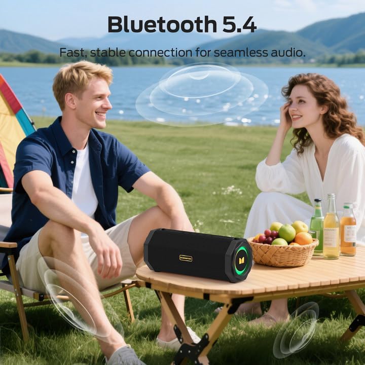 Monster Speaker S200 Wireless Portable Bluetooth Speaker, 24H Playtime, IPX6 Waterproof, 50W Stereo Sound, Bluetooth 5.4, Dual Bass Speakers, Perfect for Home, Parties, and Travel.