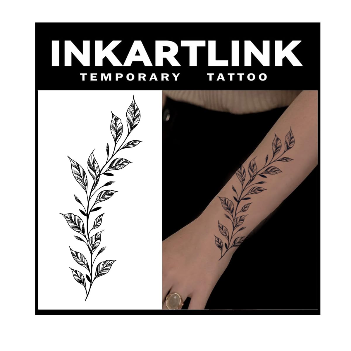 INKARTLINK Tattoo Tech, 2 Sheets Large Semi Permanent Tattoo, Temporary Tattoos, Last 1-2 Weeks, Waterproof, Realistic Look, No Adhesive, No Reflection （Flower Design)260
