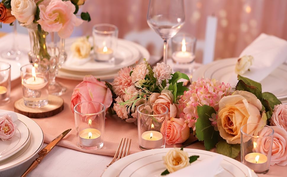 36Pcs Clear Tealight Candle Holder with 36pcs Tea Light Candles, Votive Candle Holders Glass with 4.5 Hour Long Burning for Table Centerpiece, Wedding Decor, Propose Party Home Decor