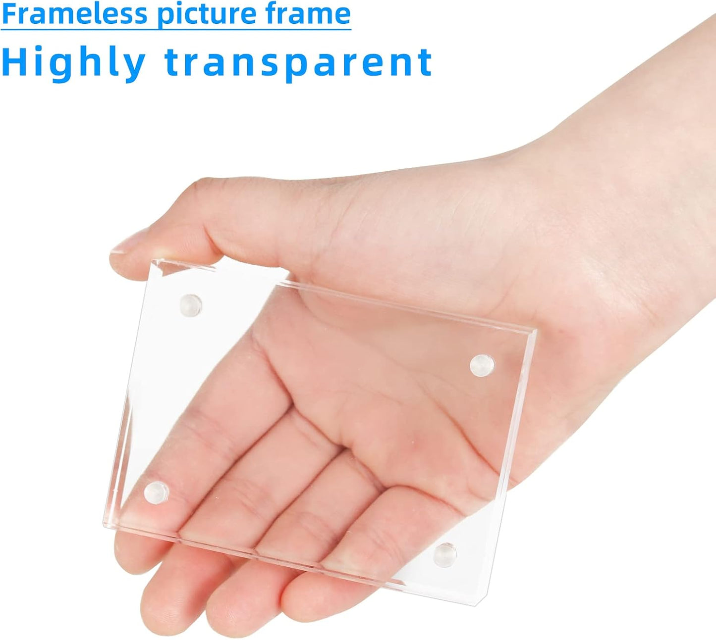 Small Acrylic Picture Frame 2.5x3.5 Clear Double Sided Magnetic Photo Frames Acrylic Business Card Frame for Office School Home Decoration 20mm Thick