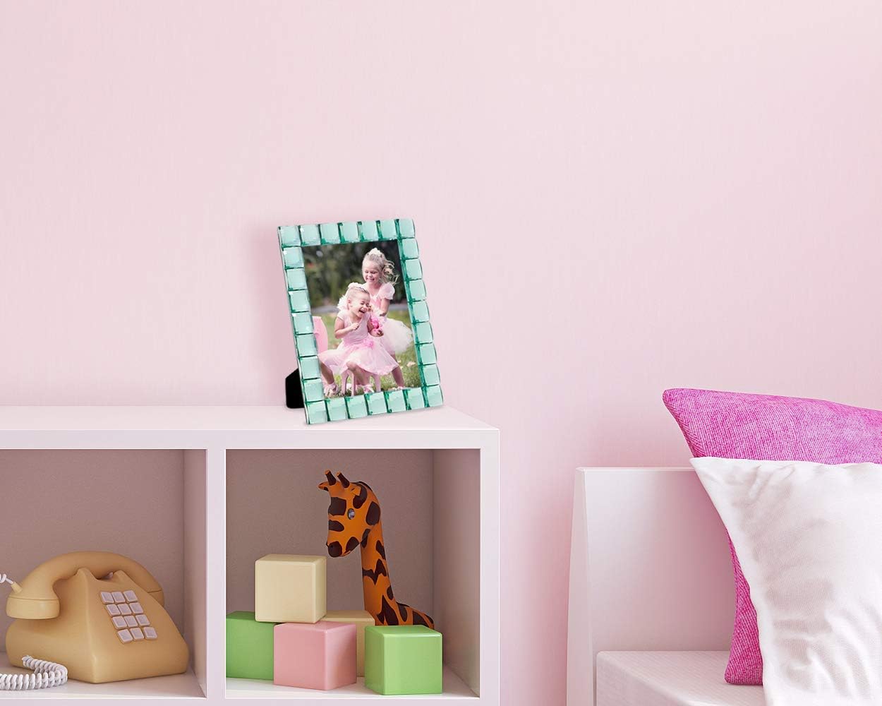 Isaac Jacobs Decorative Sparkling Light Green Jewel Picture Frame, Photo Display & Home Décor (5x7, Light Green)