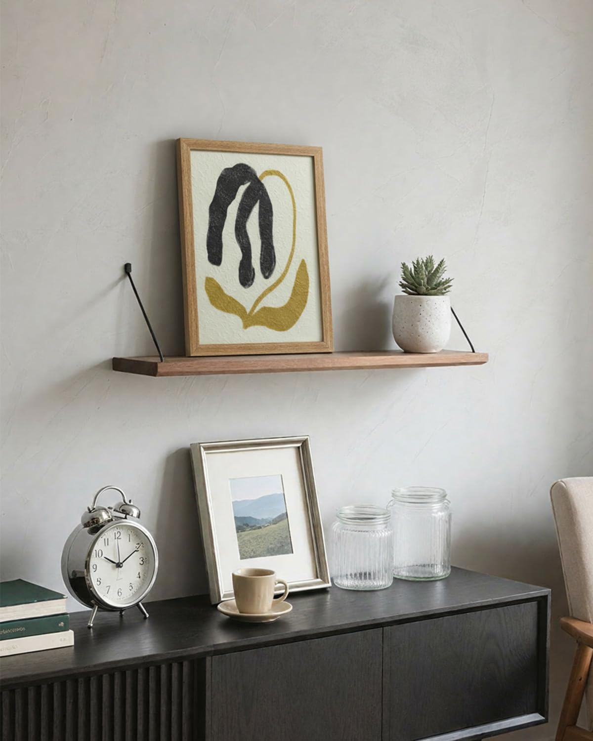 VIYYIEA Framed 3D Textured Wall Art, Handmade Paper Artwork,12x16inch, Modern Minimalist Neutral Decor for Living Room Bedroom Shelf, Floral Abstract Picture