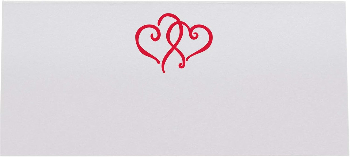Linked Hearts Place Cards, Ruby Red (Choose Color), Set of 25, Pre-cut and Scored - Wedding, Party, Dinner, and Special Events - Made in the USA