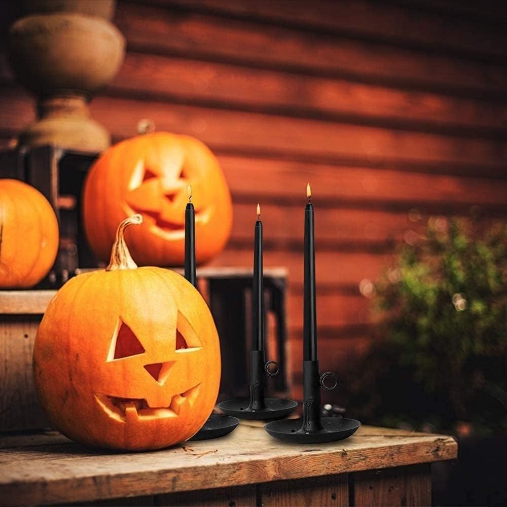 14 Unscented Black Taper Candle,10 inch Tall and 3/4 inch Thick,7.5 hrs Clean Burning,Dripless Candles for Weddings, Prayers, Festivals, Churches