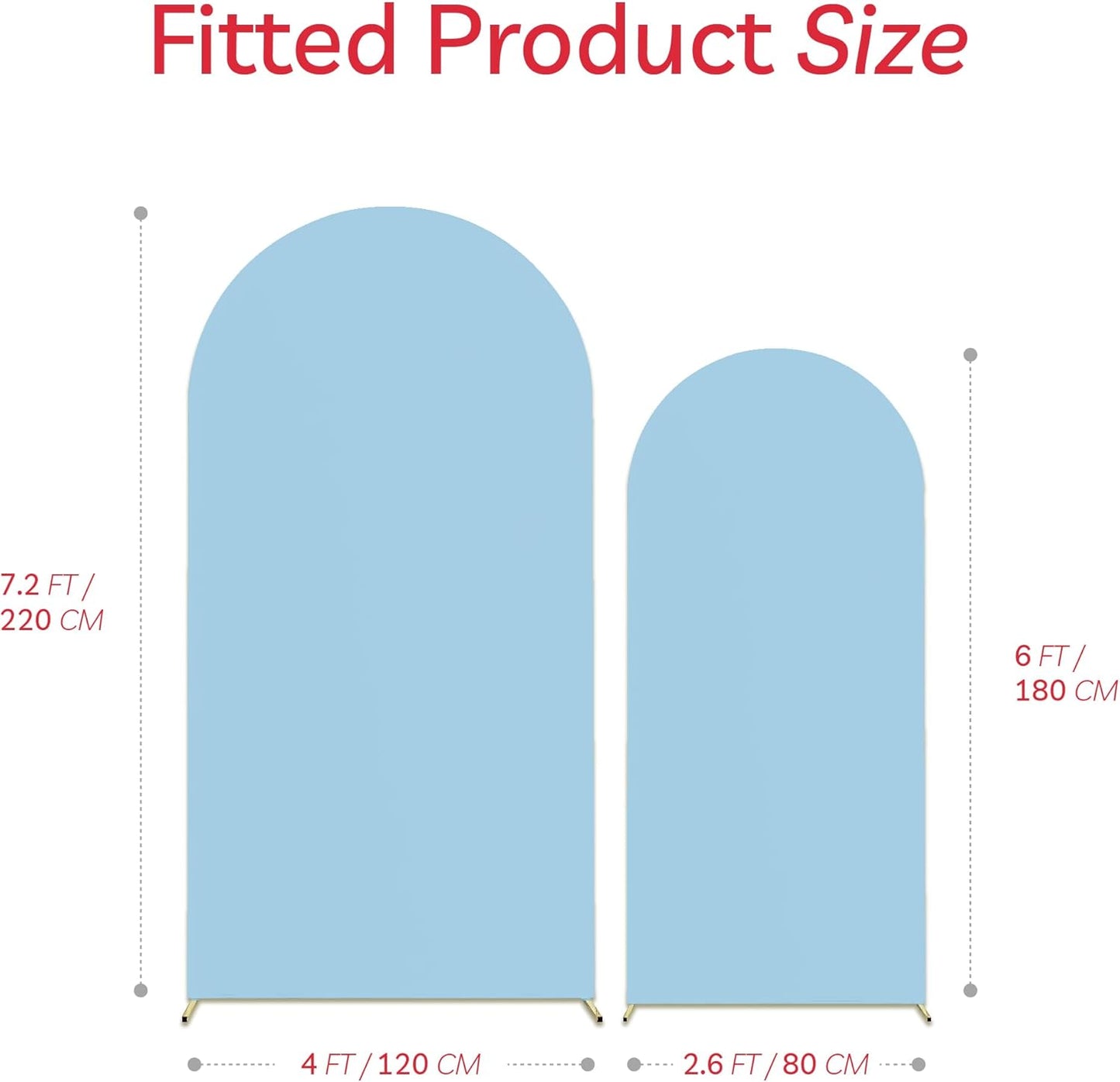 Set of 2 Arch Backdrop Cover High Elastic Wrinkle-Resistant Arch Cover Spandex Fabric Thick Opaque Round Top Chiara Backdrop for Wedding Birthday Baby Shower Garden 6FT, 7.2FT, Dusty Blue