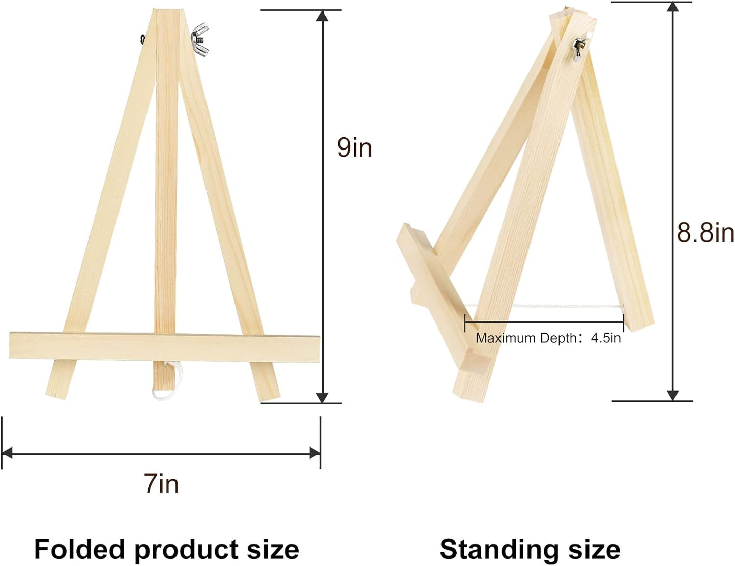 Kinlink 9 Inch Tall Wood Easels for Display Set of 6, Display Easel Tabletop, Painting Easel Stand for Artist Students