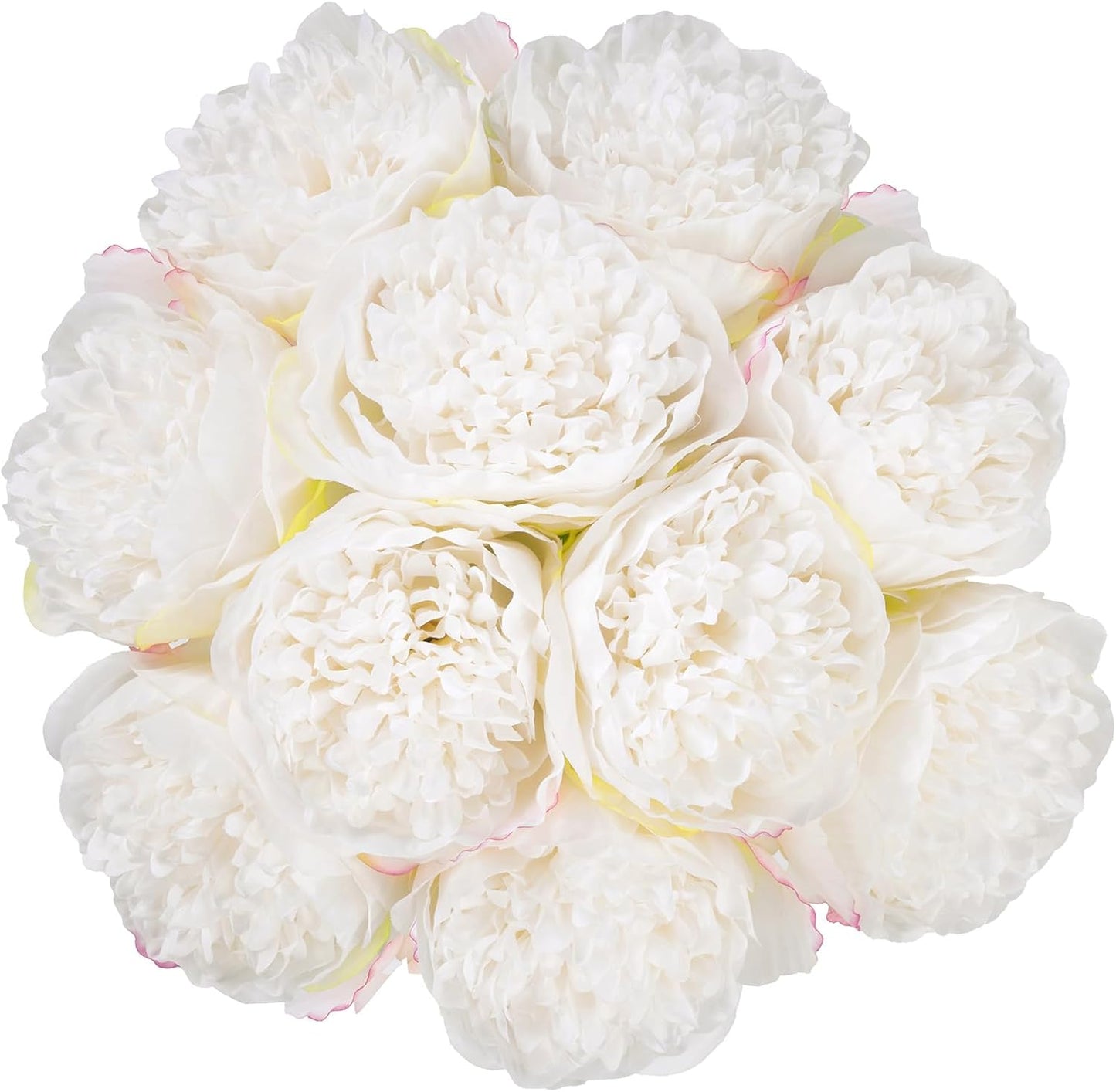 U'Artlines 20 Heads Artificial Peony Silk Flower Leaf Home Office Wedding Party Festival Bar Decor (Cream White)