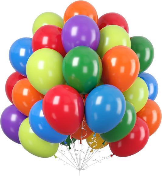 Paready Green Purple Balloons Set, 50 Pcs Colorful Balloon, 12 Inch Red Orange Blue Latex Party Balloons Helium for Turtle Themed Kids Boys Birthday Party Supplies Decorations