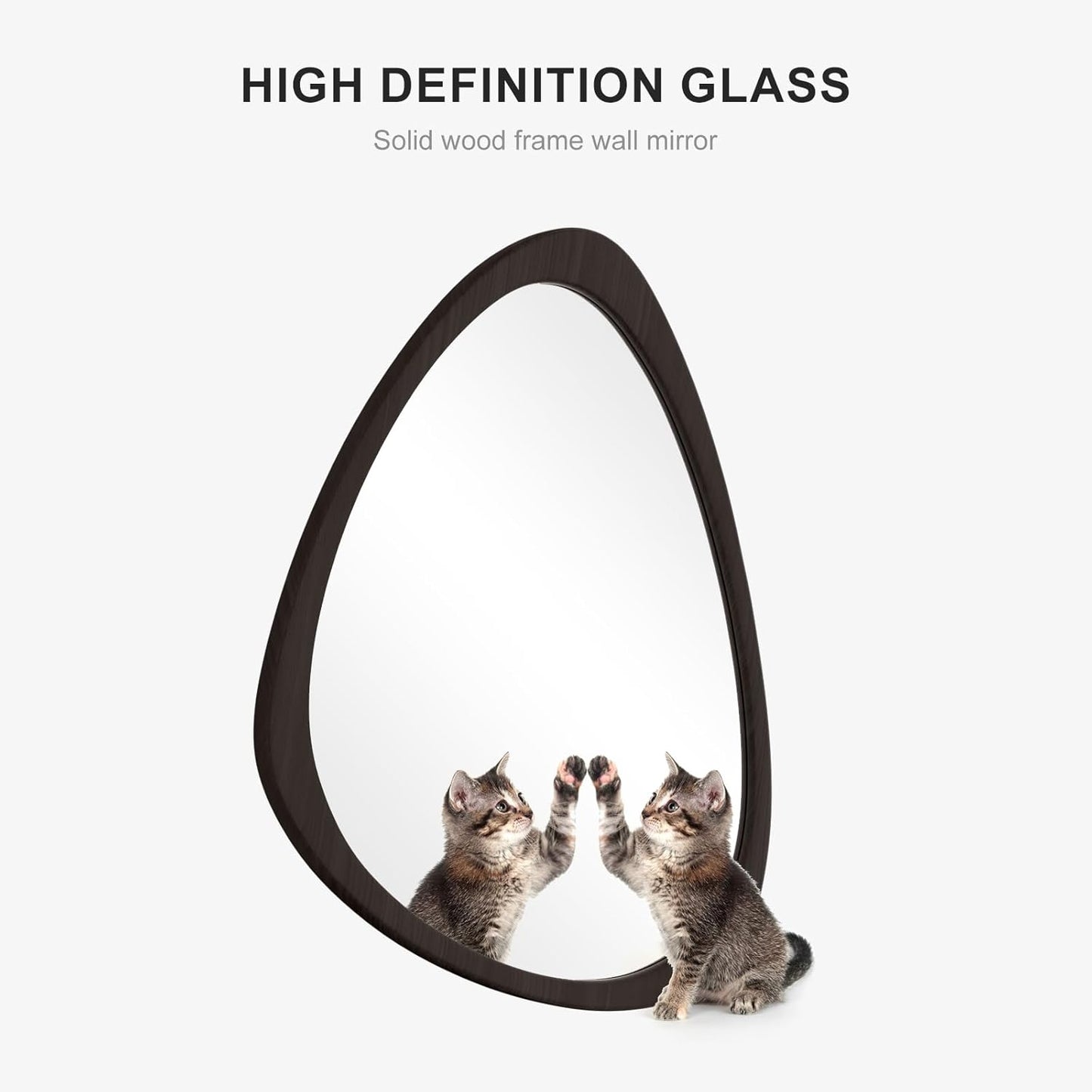 WallBeyond Asymmetrical Mirror, Irregular Wall Mirror, Wall Mirrors Decorative for Bedroom Living Room Entryway Hall, Wood Mirror for mid Century Modern Decor 25" H x 20" W, Black