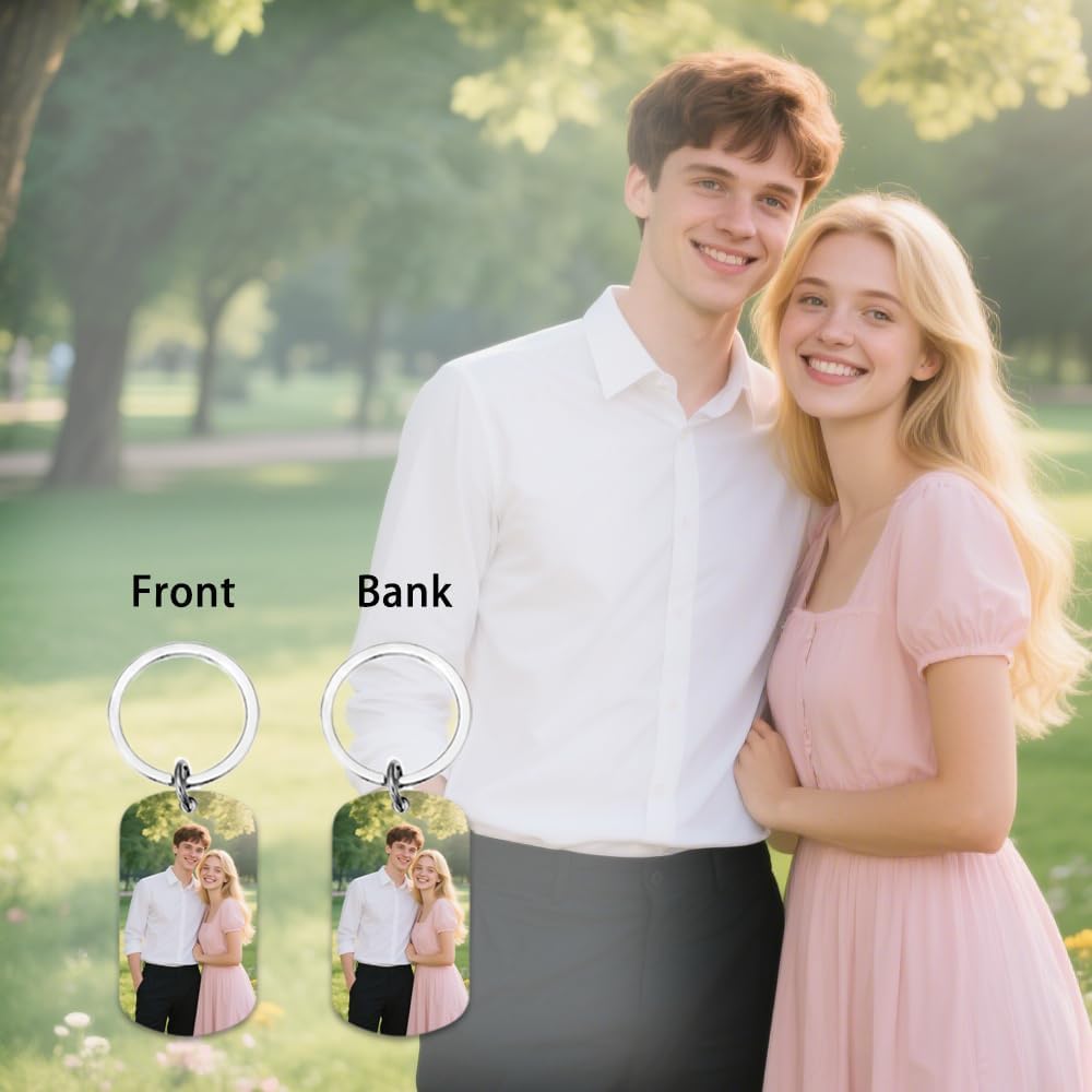 Personalised Keyring with Custom Photo & Text - Gift for Mum, Dad, Him, Her, Grandparents, Family