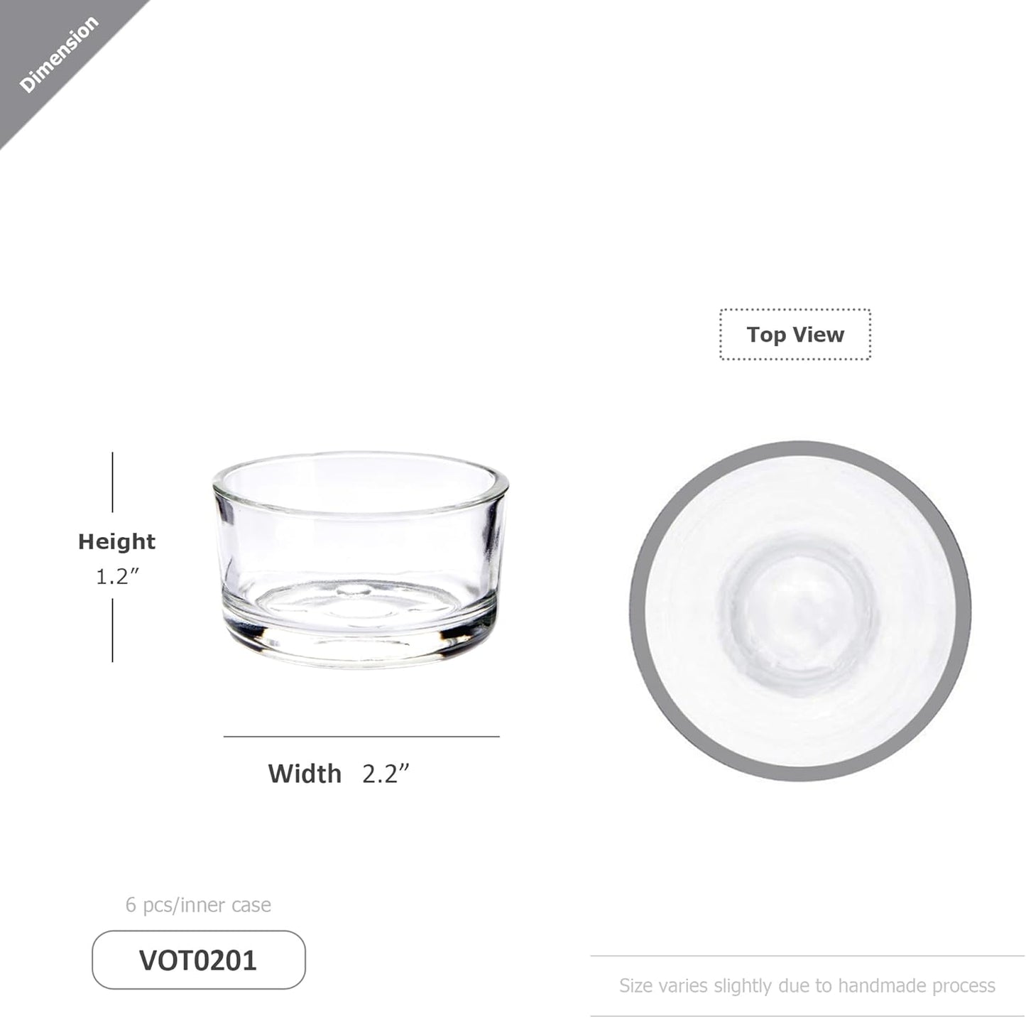 WGV Tea Light Votive Candle Holder 2x1.2 H, Clear Stubby Utility Cylinder Glass, Small Home Accent Decor, 1 Pc