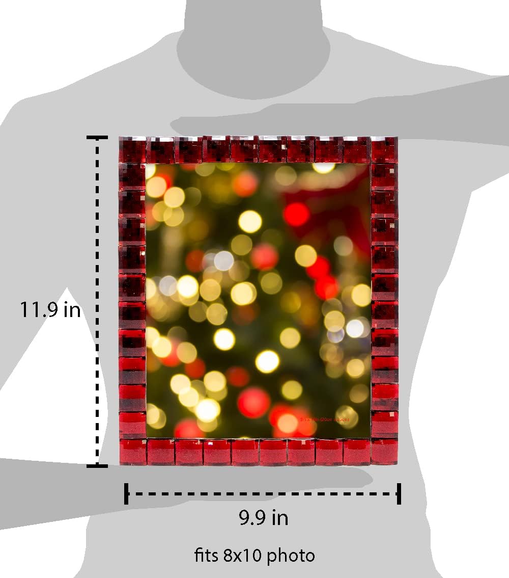 Isaac Jacobs Decorative Sparkling Jewel Picture Frame, Photo Display & Home Décor (8x10, Dark Red)