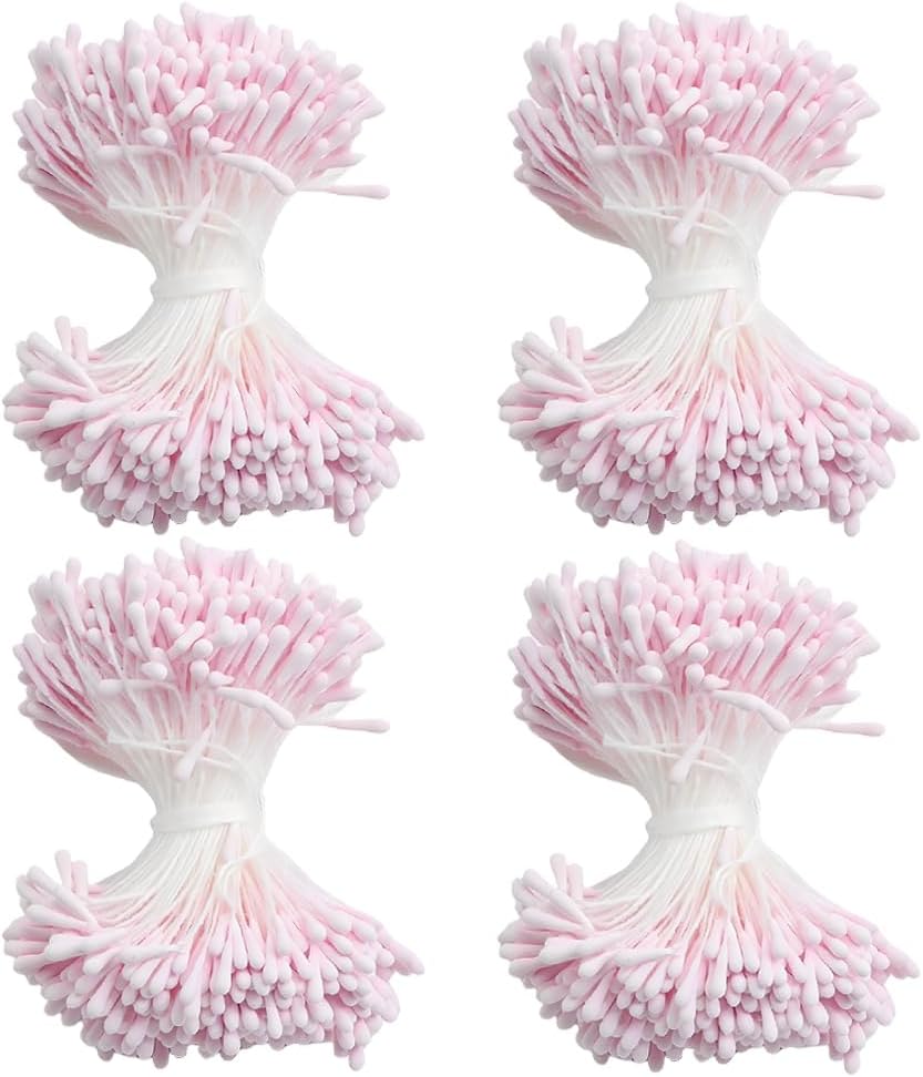 HAHIYO 700Pcs 2mm Light Pink Matte Double Head Flower Stamen Pistil for Flower Making Scrapbook Decoration - Handmade Artificial Flowers Pistil Matt-Like Floral Stamens Flowers Pollen Stamen