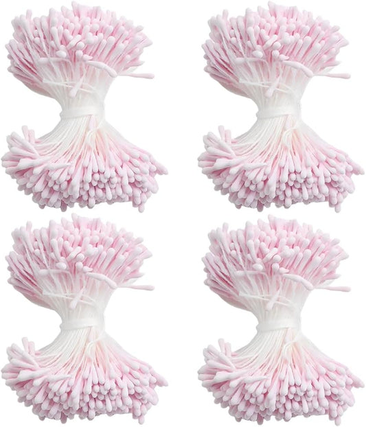 HAHIYO 700Pcs 2mm Light Pink Matte Double Head Flower Stamen Pistil for Flower Making Scrapbook Decoration - Handmade Artificial Flowers Pistil Matt-Like Floral Stamens Flowers Pollen Stamen