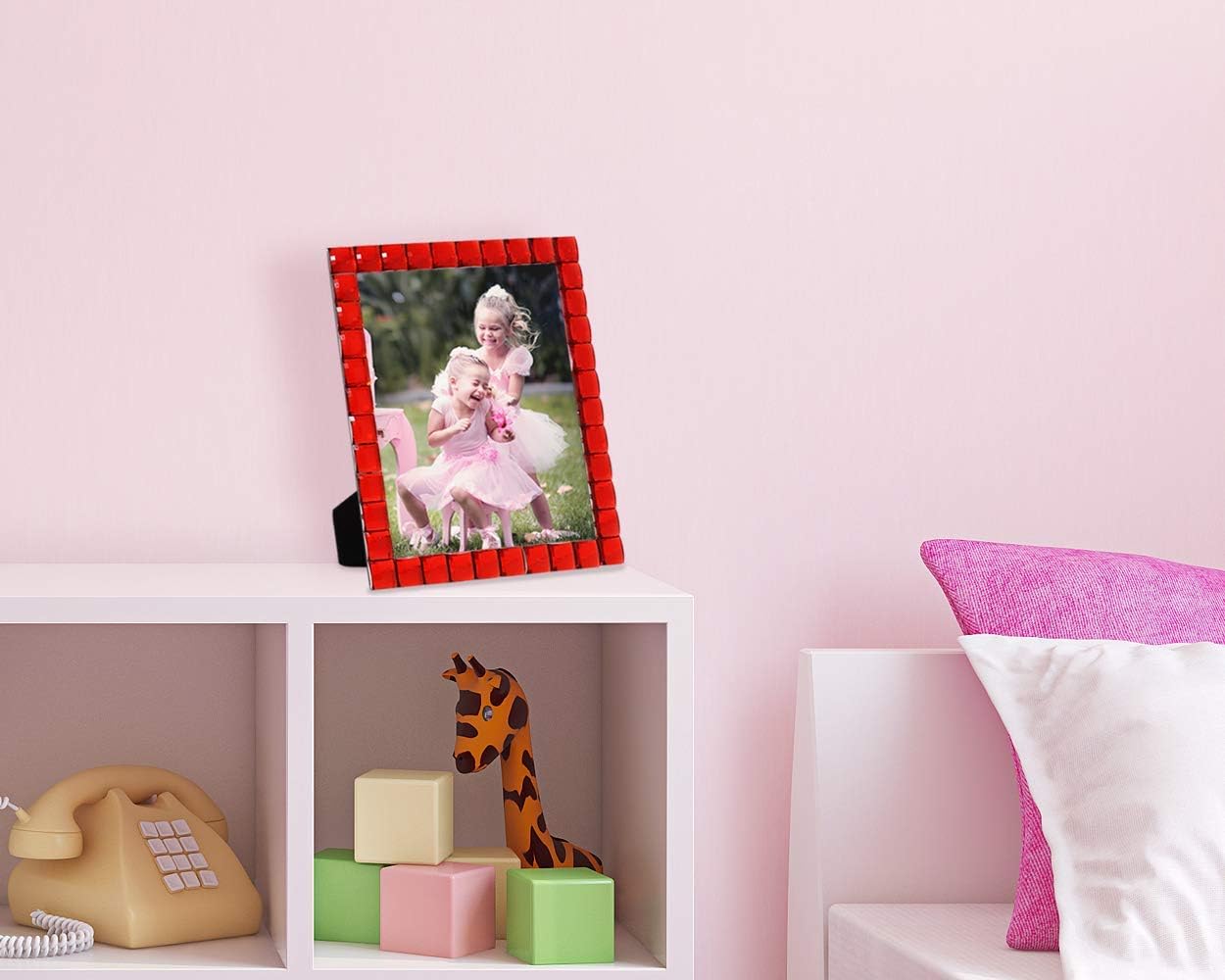 Isaac Jacobs Decorative Sparkling Red Jewel Picture Frame, Photo Display & Home Décor (8x10, Red)