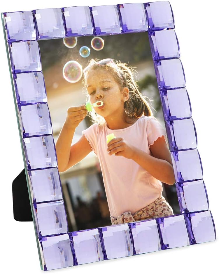 Isaac Jacobs Decorative Sparkling Light Purple Jewel Picture Frame, Photo Display & Home Décor (4x6, Light Purple)