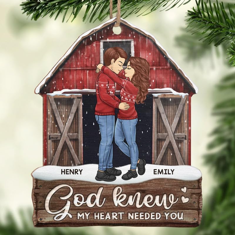 Pawfect House God Knew My Heart Needed You, Personalized Christmas Ornaments Gifts for Couples, Christmas Anniversary Birthday Gifts for Husband, Wife, Wooden Ornaments, Housewarming Gift for Her, Him