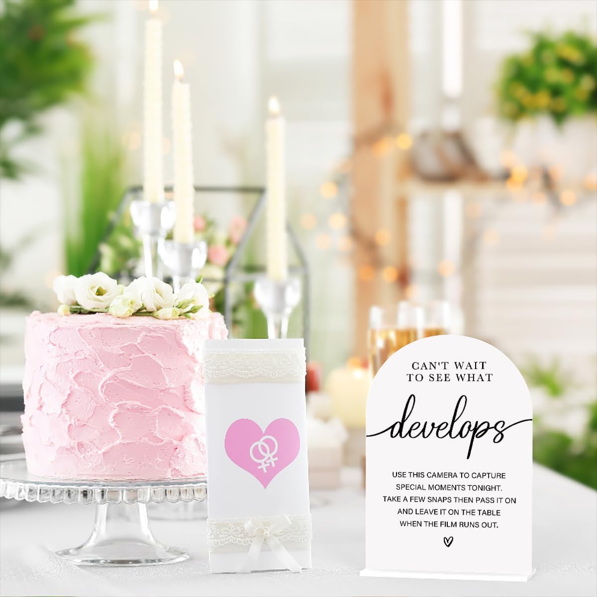 Acrylic Wedding Sign Can't Wait to See What Develops Sign for Wedding Wedding Signs for Ceremony Modern Calligraphy Arch Acrylic Table Top Sign for Wedding Reception and Event Party Table(white）