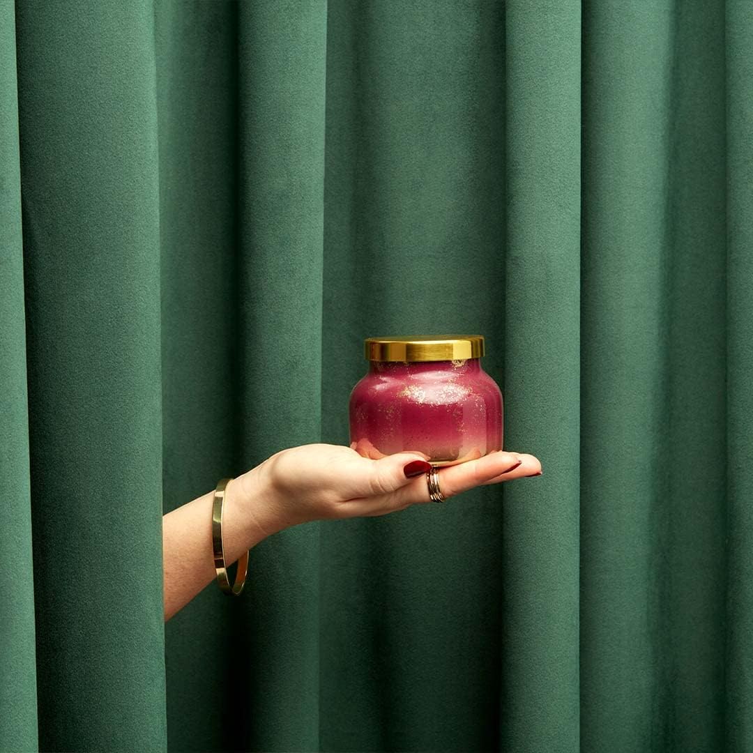 Capri Blue Glimmer Jar Candles - Luxury Holiday Scented Candles for Home - Long Lasting Soy Wax Blend - Scented Holiday & Home Decor - Tinsel & Spice Signature Petite Jar (8 oz)