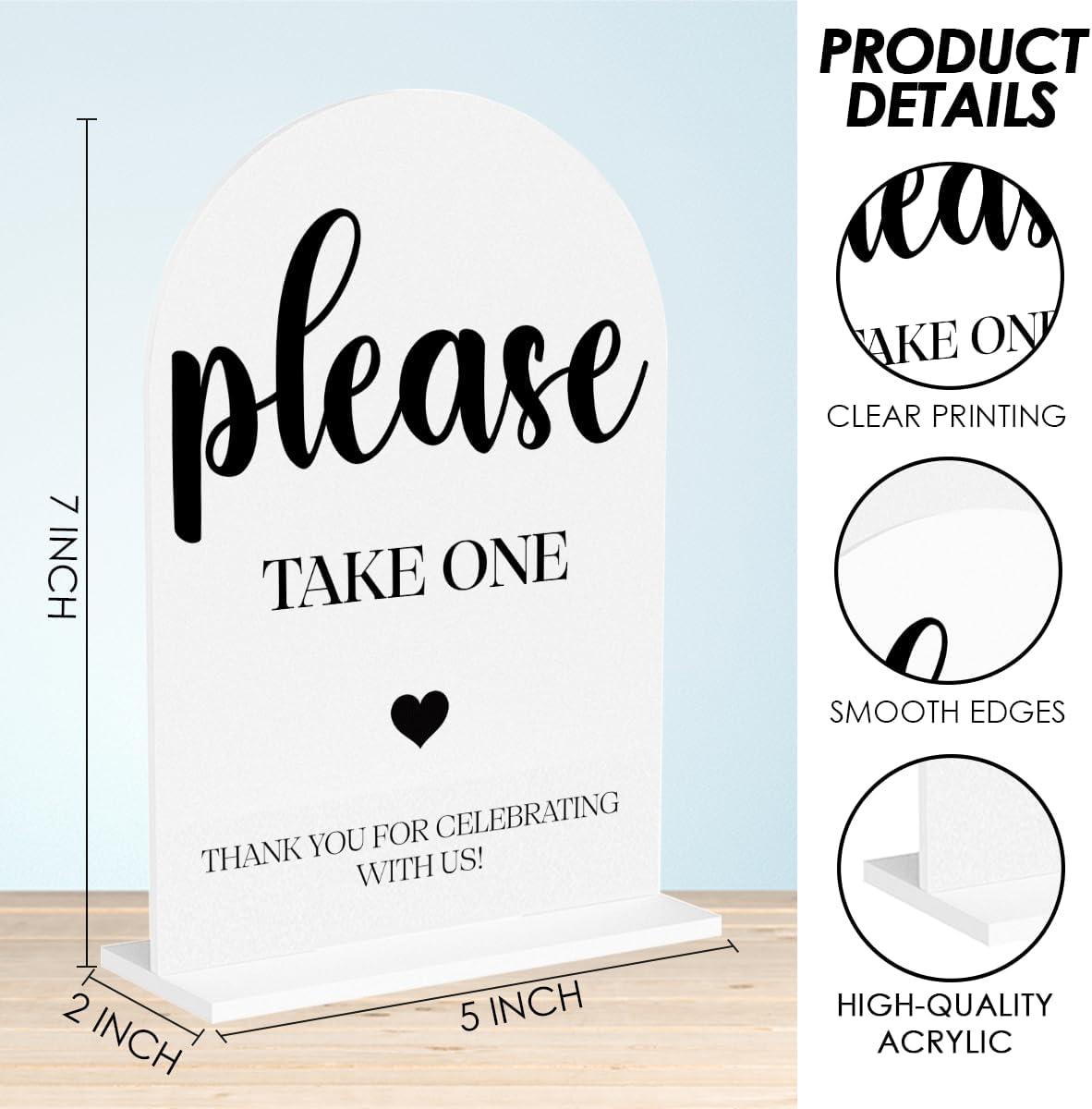 Please Take One Sign, Wedding Engagement Bridal Shower Baby Shower Decor for Reception Reception, Weddings White Acrylic Sign