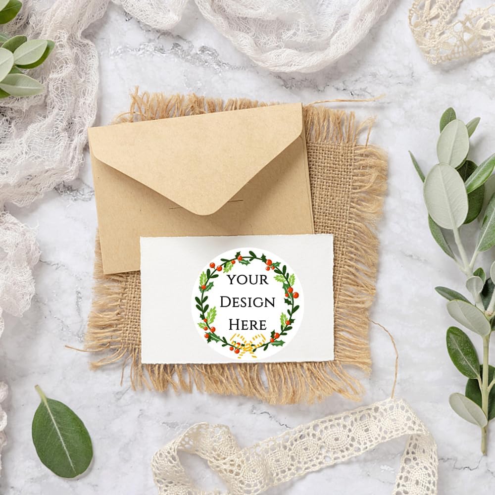 100-1000pcs Custom Stickers Merry Christmas Stickers Personalized Labels Adhesive Xmas Decorative Envelope Seals Stickers for Cards Gift Boxes (Round-2)