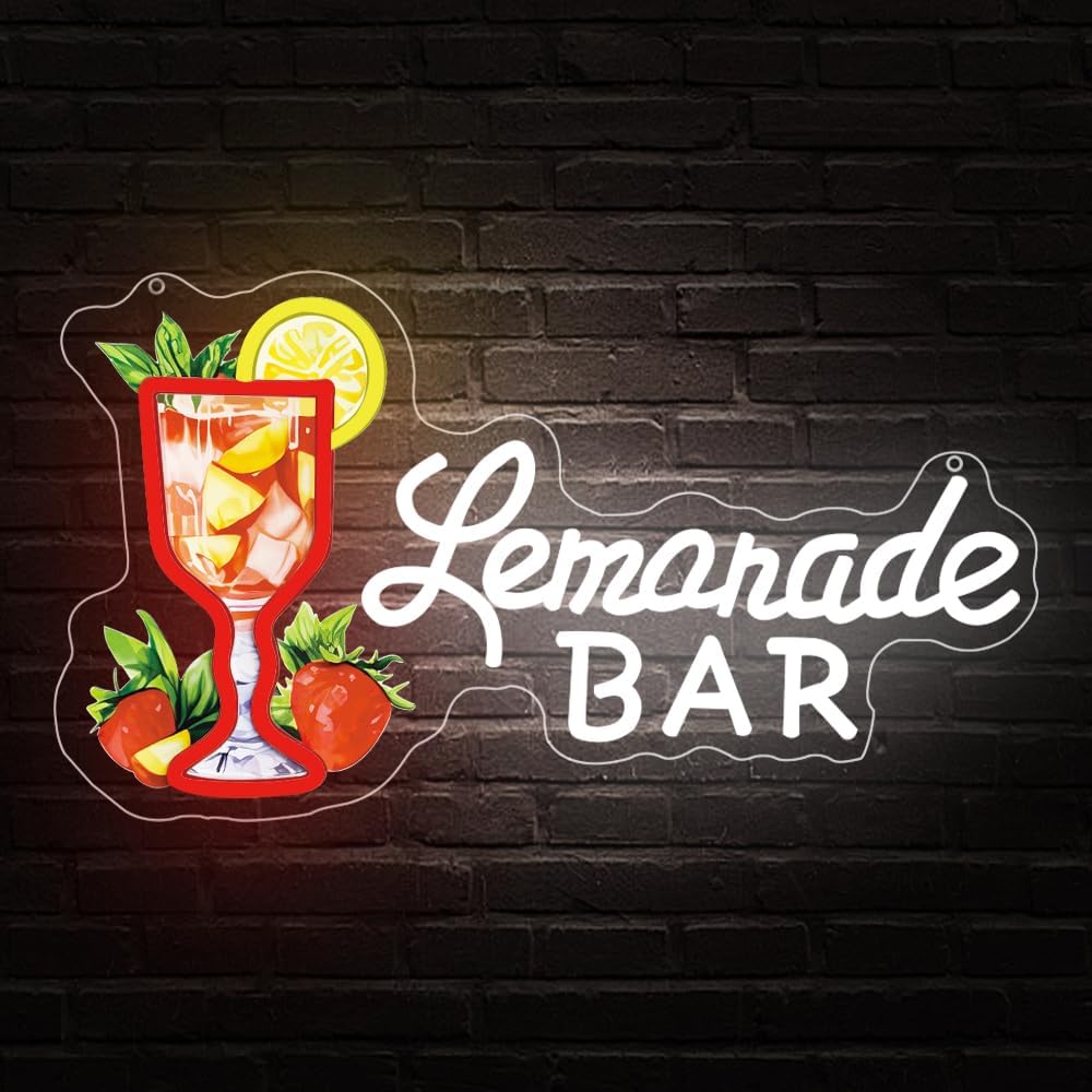 Lemonade Neon Sign,Lemonade Bar Led Neon Signs Wall Decor, Cocktail Bar Drinks Neon Signs for Business Art Wall,Restaurant,Shop,Pub, Night Club, Man Cave Decoration