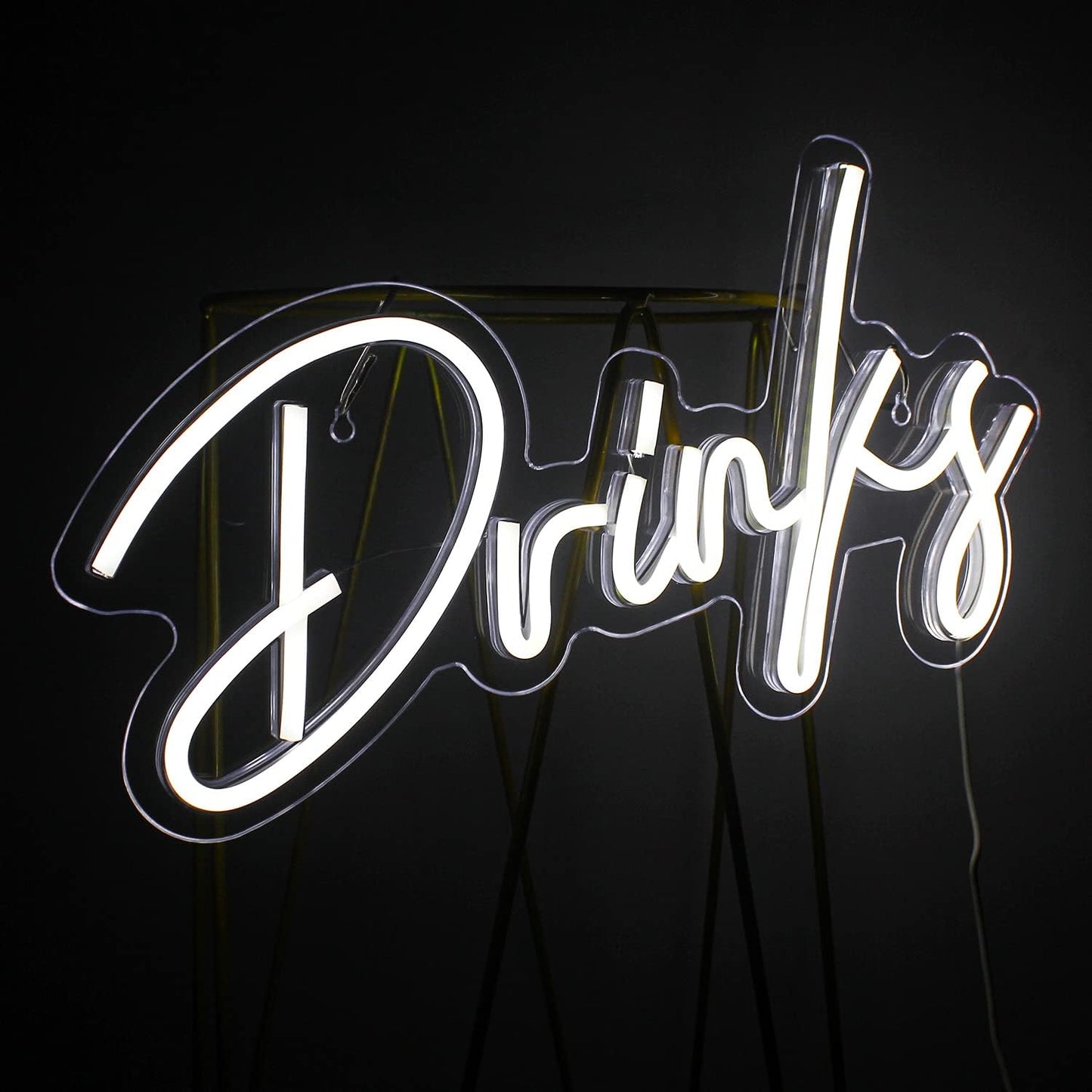 Looklight Drinks Neon Sign,Bar Neon Sign,Neon Signs for Wall Decor,Neon Sign For Room,White Neon Light Sign Led Neon Bar Signs USB Connectivity Light Up Wall Decor for Teen Room Bedroom Bar Store