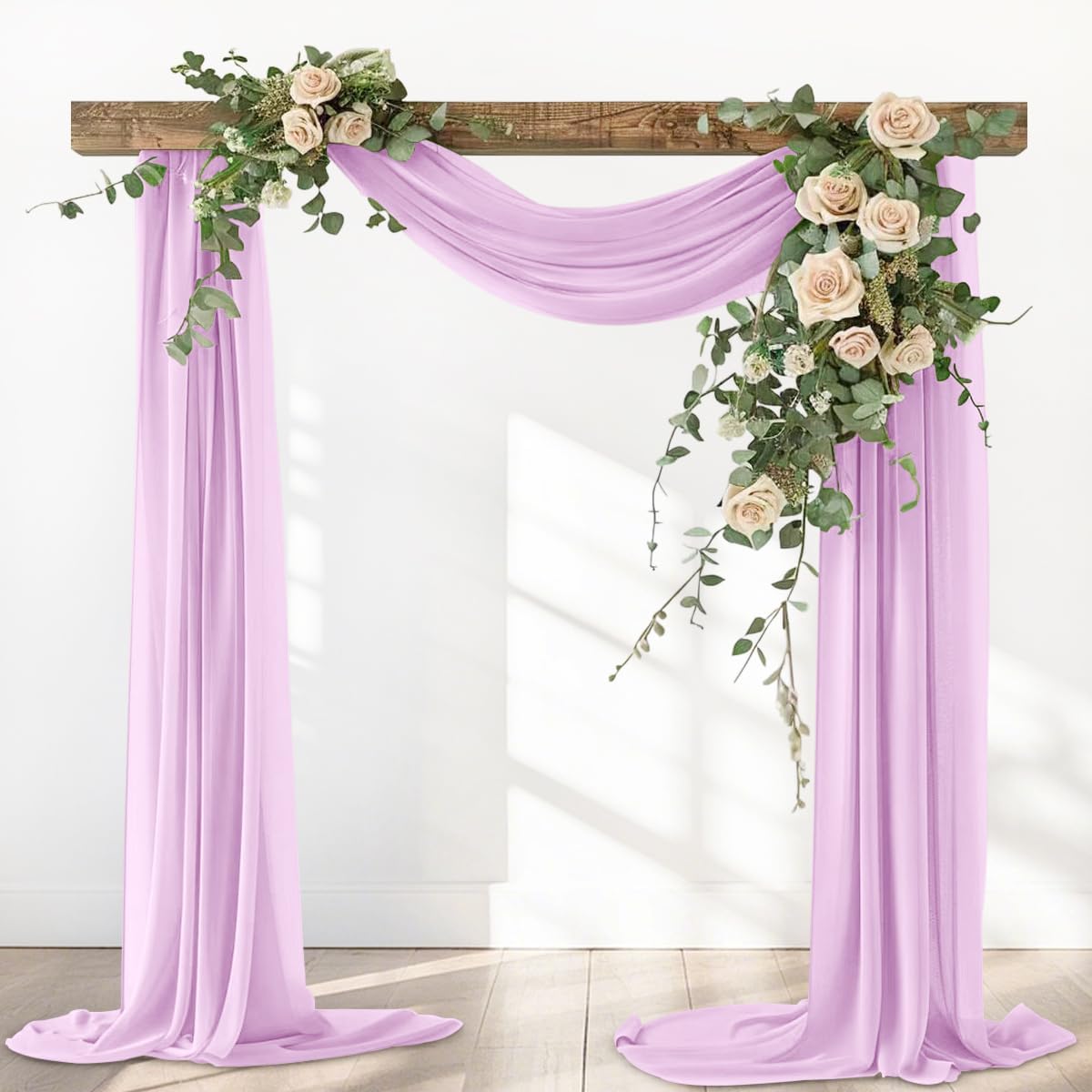 Lilac Elegant Arch Draping Fabric Outdoor 1 Panel 29" × 20Ft Sheer Chiffon Curtain Drapes for Fall Wedding Ceremony Birthday Party Garden Brunch