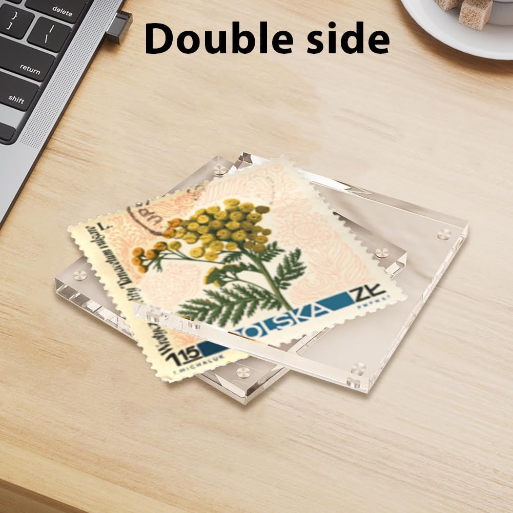 4x6 Acrylic Frames 4 Pack, 20mm Double Sided Magnetic Picture Frames Clear Picture Frames Self Standing Desktop Display Stand for Wedding Bedroom Living Room Home