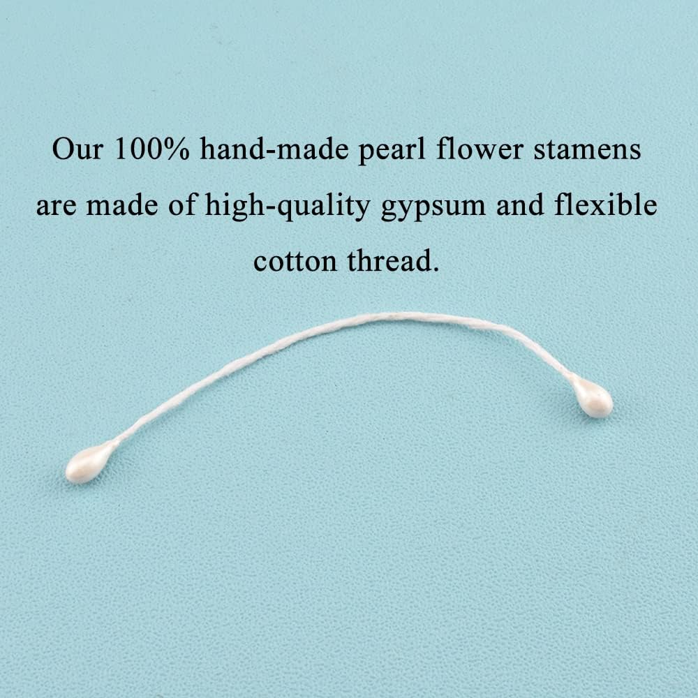 HAHIYO 700Pcs 3mm White Pearl Double Heads Flower Stamen Pistil Hand-Made Artificial Flower Pistil para Flores Pearlized Floral Stamen Flower Pollens Stamen for Flower Making Scrapbook Decoration