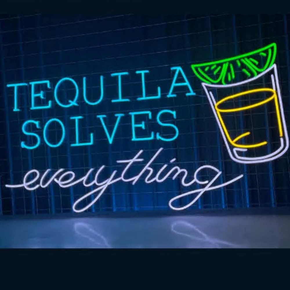 Tequila Solves Everything Neon Sign, Tequila Led Sign, Custom Neon Sign, Cocktail Wine Bar Wall Decor, Bar Pub Neon Sign, Tequila Lover Gift Size:18inch
