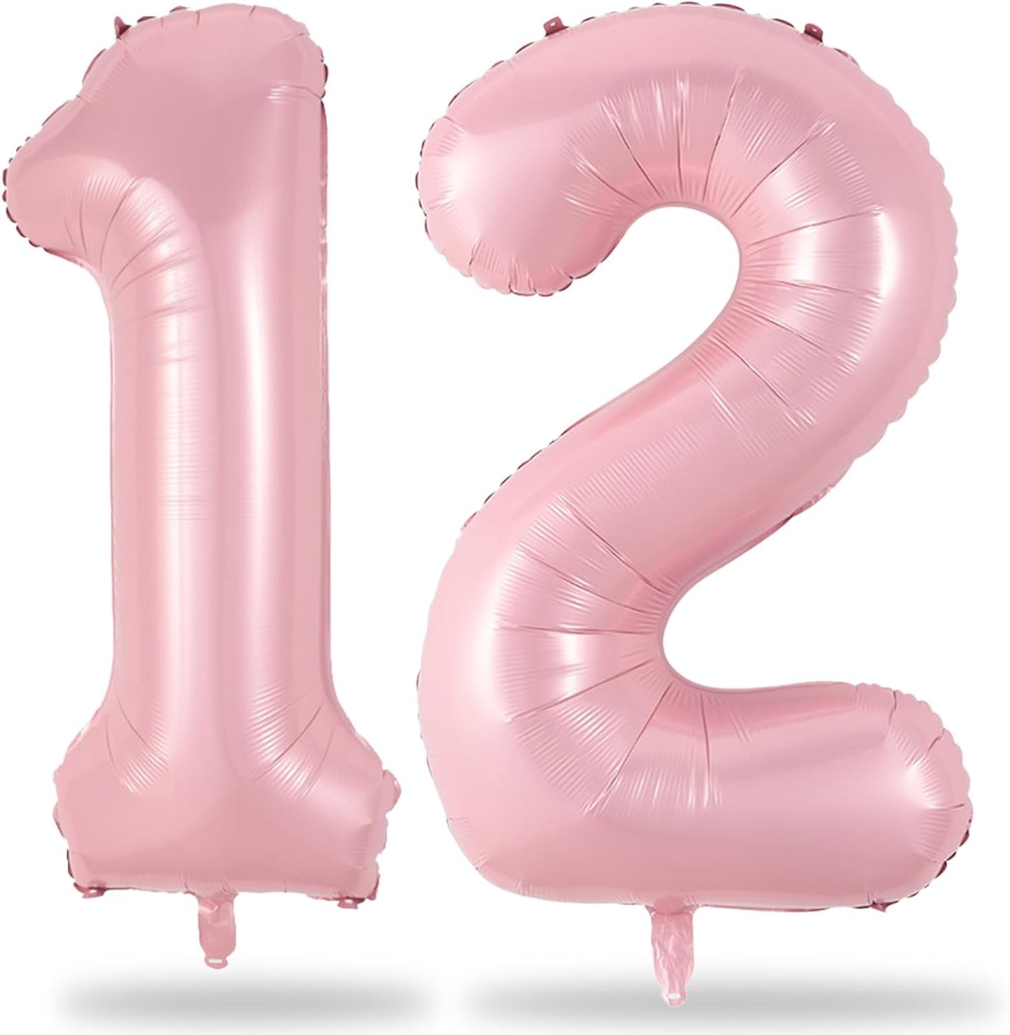 Light Pink 12th Birthday Balloon for Girls, 40'' Mylar Self Inflating Number 12 Balloon, Big Foil 1 & 2 Helium Pastel Pink Balloon for Women 21st Birthday Party Decoration Anniversary Decor Supplies