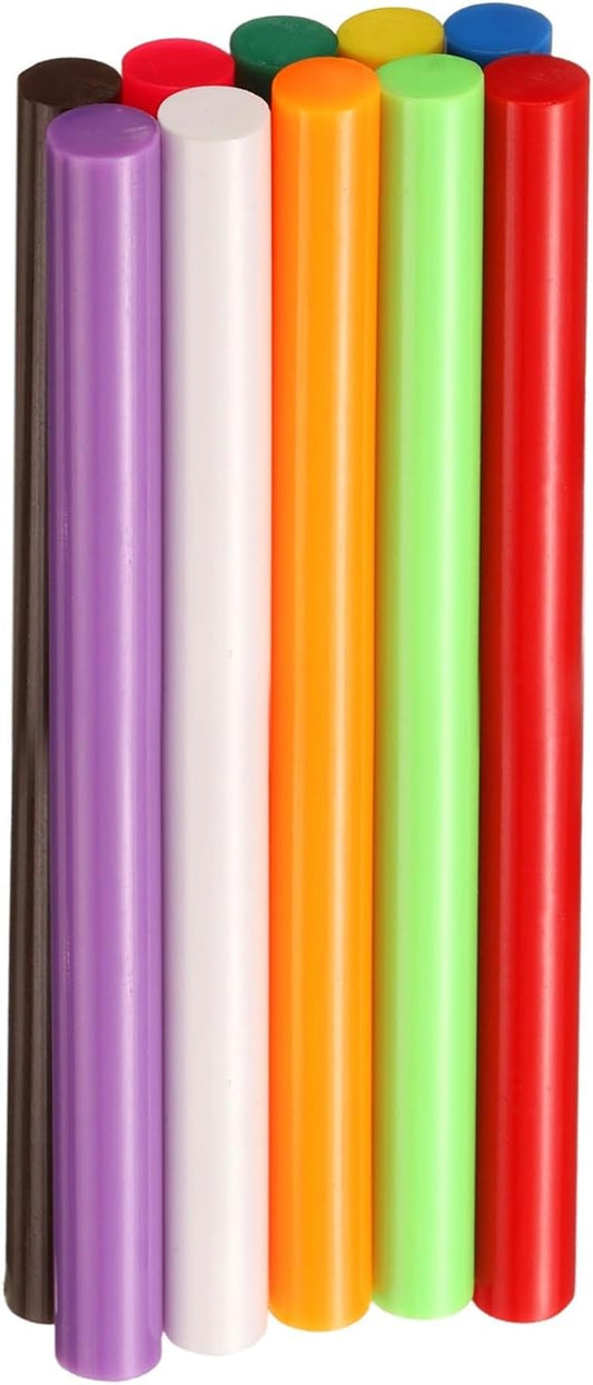 HARFINGTON 10pcs Hot Glue Sticks 0.43" Dia x 5.91" Long EVA Mini Hot Melt Adhesive Glue Stick for Hot Melt Gun Wood Plastic Glass Flowers Fabrics Foam, Multicolor
