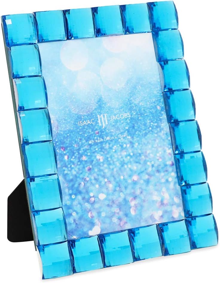 Isaac Jacobs Decorative Sparkling Turquoise Jewel Picture Frame, Photo Display & Home Décor (4x6, Turquoise)