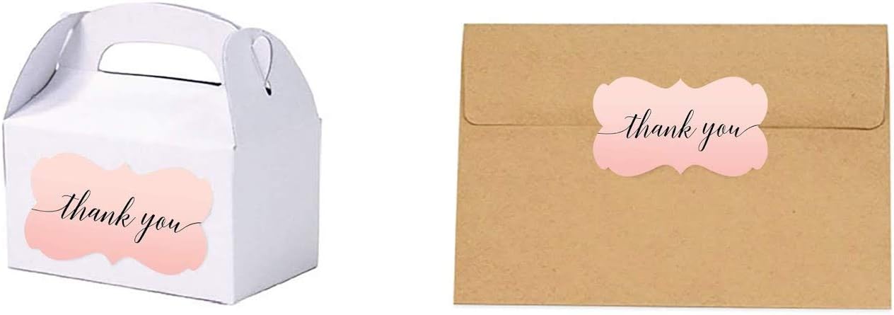 Andaz Press Blush Pink Rose Elegant Party Collection, Fancy Frame Label Stickers, Thank You, 42-Pack, Favors Decor Envelope Seals