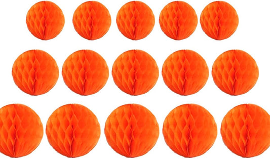 15pcs Honeycomb Balls Decorations 4'' 6'' 8'' Party Honeycomb Ball Flower Tissue Pom Poms Flower Balls Hanging Flower Balls for Party Baby Shower Birthday Wedding Nursery Decor(4'' 6'' 8'' Orange)
