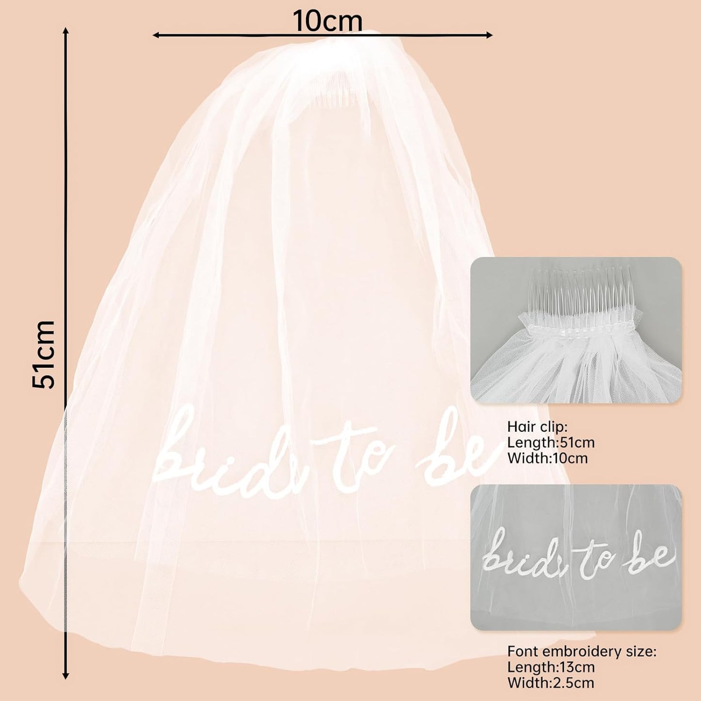 Prometheism Bride to Be Veil Hair Accessories for Bachelorette Party, Bride To Be Headband Decorations,White Headpiece,Gift for Bridal Shower and Engagement Party