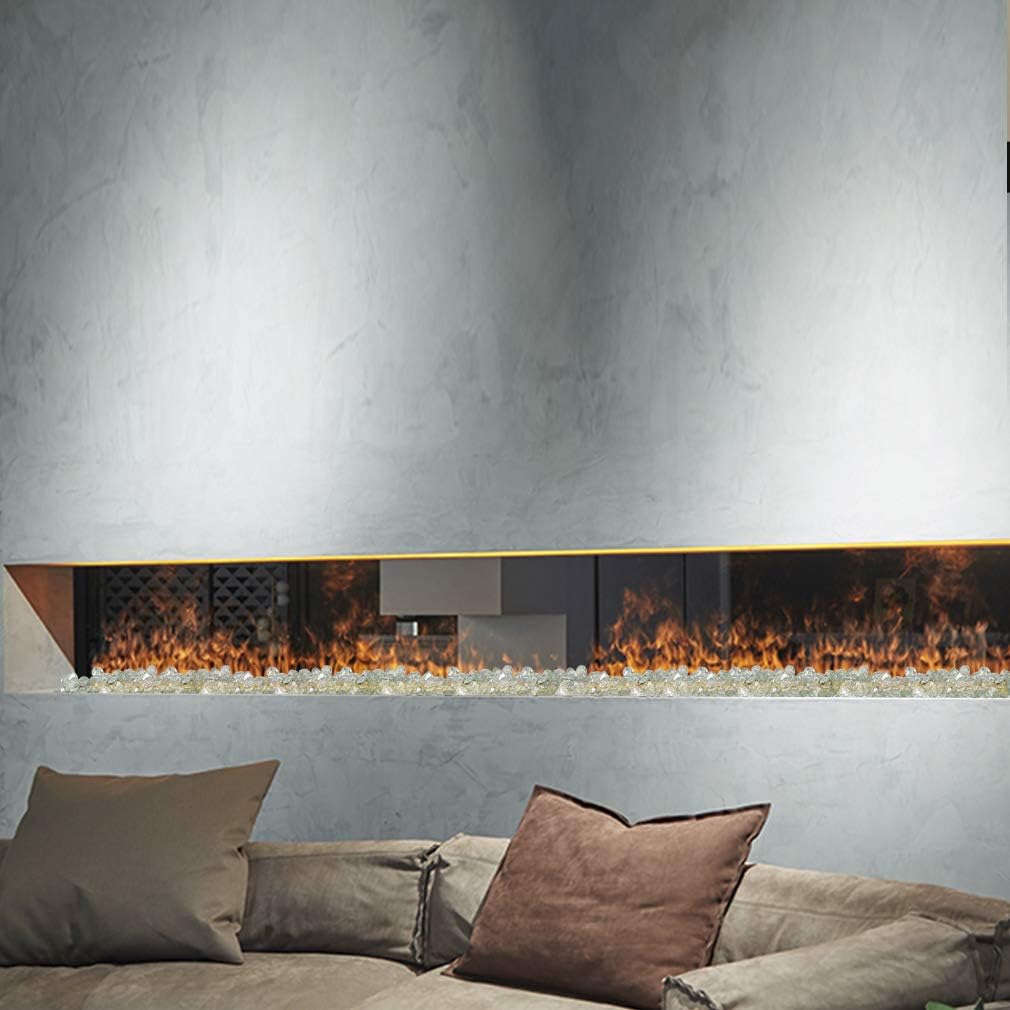 Stanbroil 10-Pound Fire Glass Diamonds - 1/2 inch Luster Fire Glass for Fireplace Fire Pit and Landscaping, Crystal Ice Luster