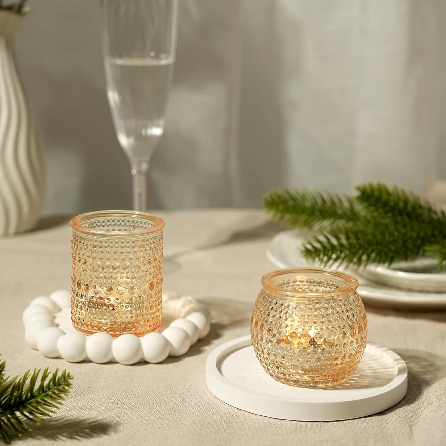 36ps Votive Candle Holders, 2x2.5inchs Gold Tea Light Candle Holders Glass for Table Centerpiece, Votives Candle Holders for Wedding, Bridal Shower and Tea Party Decorations (Gold)