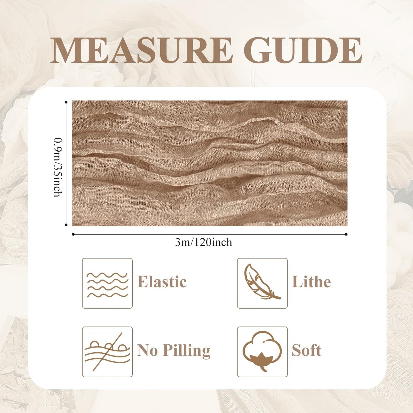 Asee'm Cheesecloth Table Runner 120 Inches Long Nude Boho Gauze Cheese Cloth Runner 10FT Rustic Sheer Fall Table Runners for Thanksgiving Christmas Wedding Party Baby Shower Decoration