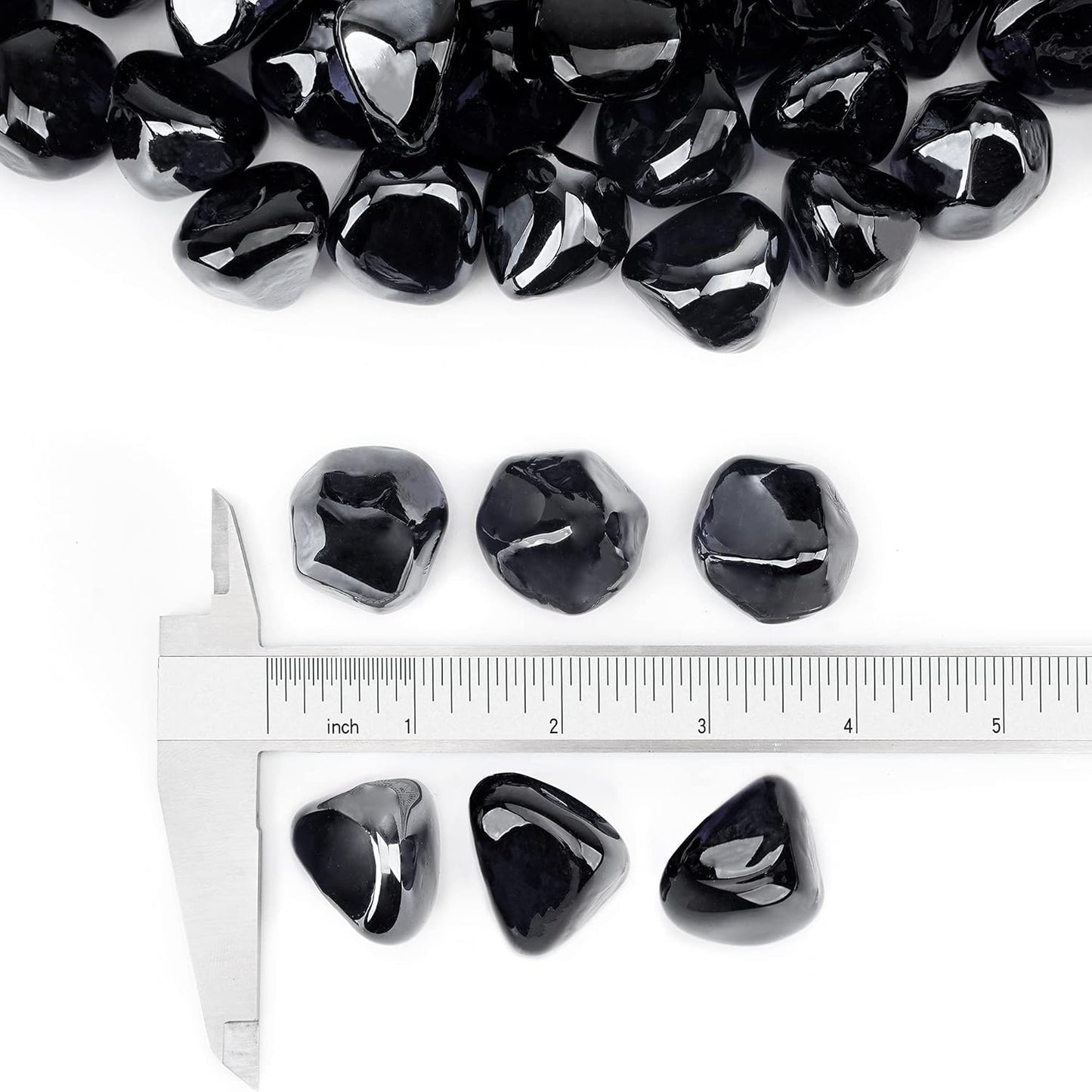 Stanbroil 10-Pound Fire Glass Diamonds - 1/2 inch Luster Fire Glass for Fireplace Fire Pit and Landscaping, Onyx Black Luster