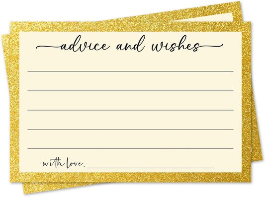 White Gold Advice and Wishes Card, Advice Cards for The Bride and Groom, Bridal Shower,Wedding or Baby Shower, Birthday, Graduation, Retirement, Guestbook - 25 Cards -10