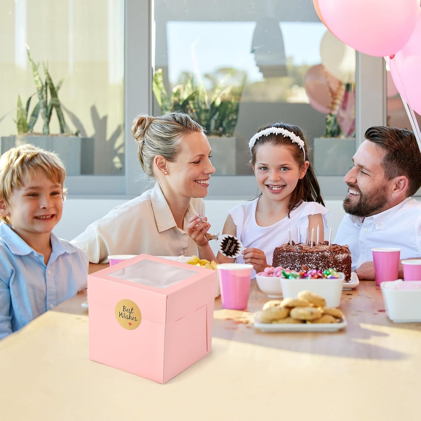 12Pcs 6x6x6 Inches Small Cake Boxes, Pink Square Bakery Boxes with Window, Mini Cake Containers for Pastries, Cookies, Chocolates, Cupcakes, Birthday Party Cajas Pasteles