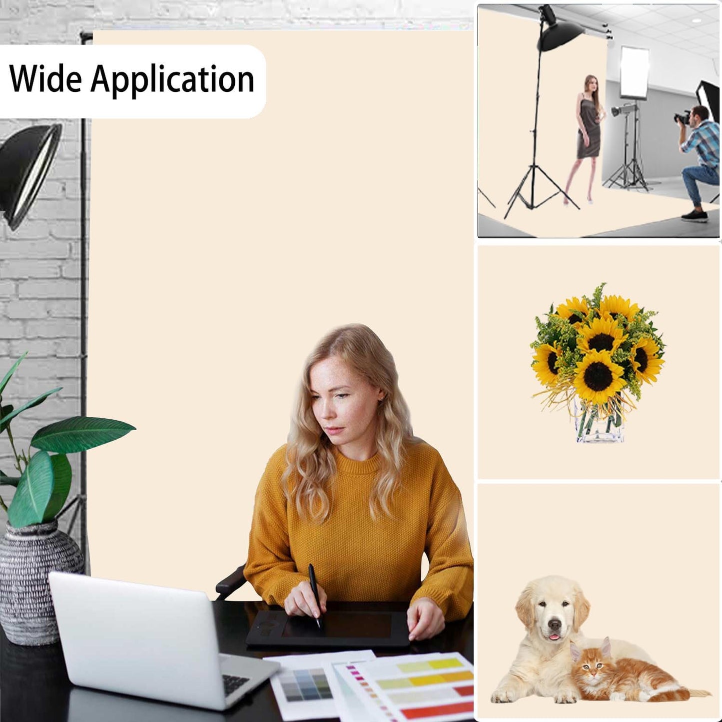 Cream Photography Backdrop for Photoshoot, Photo Backdrop Curtain, Perfect Cream Backdrops for Party Portrait Photoshoots Video Studio 10FTx20FT