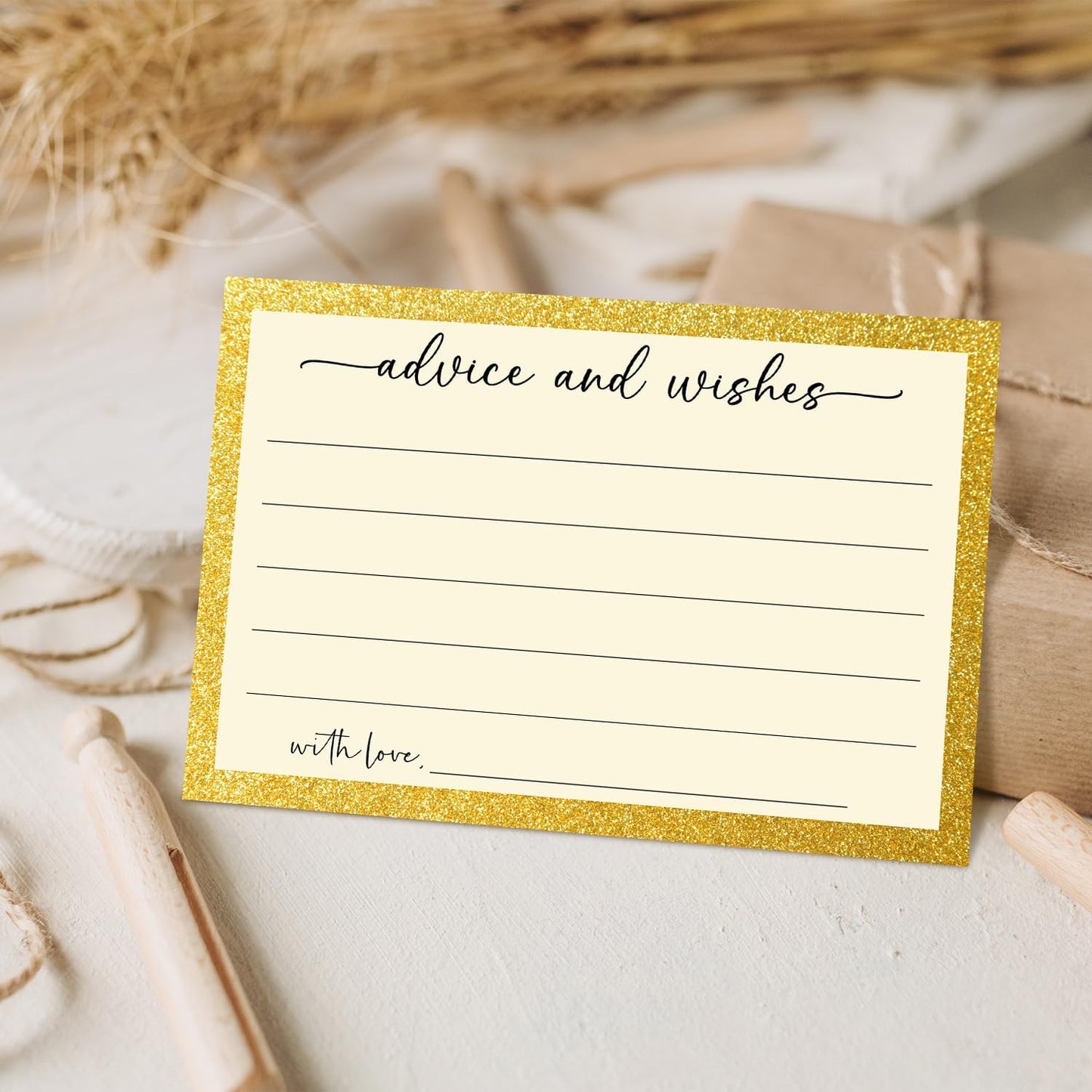 White Gold Advice and Wishes Card, Advice Cards for The Bride and Groom, Bridal Shower,Wedding or Baby Shower, Birthday, Graduation, Retirement, Guestbook - 25 Cards -10