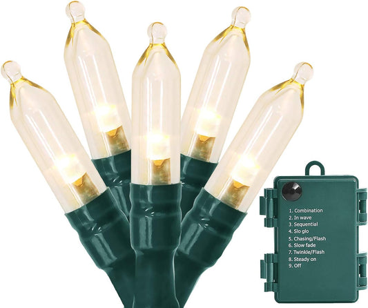 Christmas Lights, Battery Operated String Lights 18ft 50 LED 8 Modes LED Mini Lights with Timer for Christmas Tree Wreath Party Home Indoor Outdoor Decor, Waterproof, Warm White