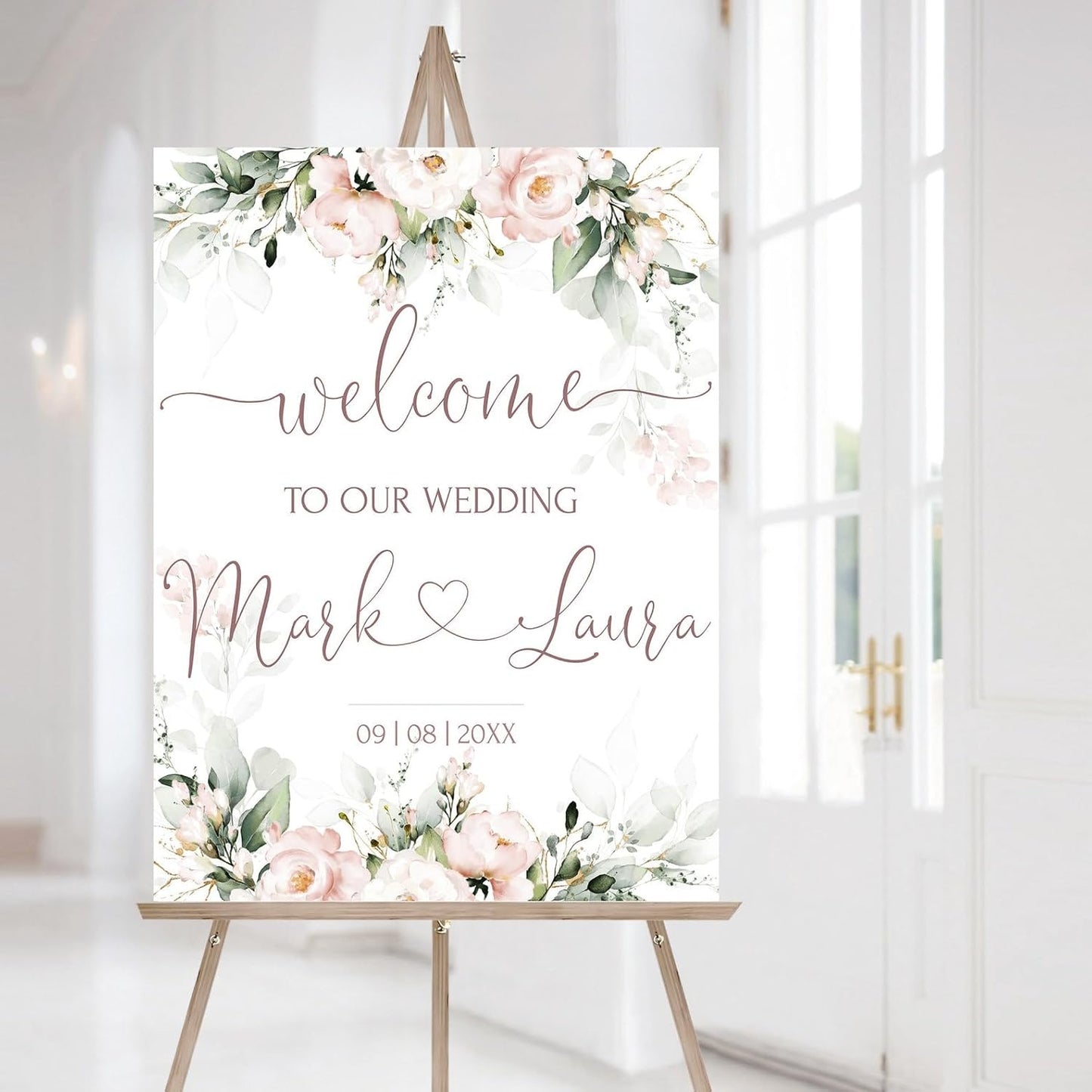 Wedding Welcome Sign, Wedding Welcome Sign Personalized, Blush Pink Wedding Sign