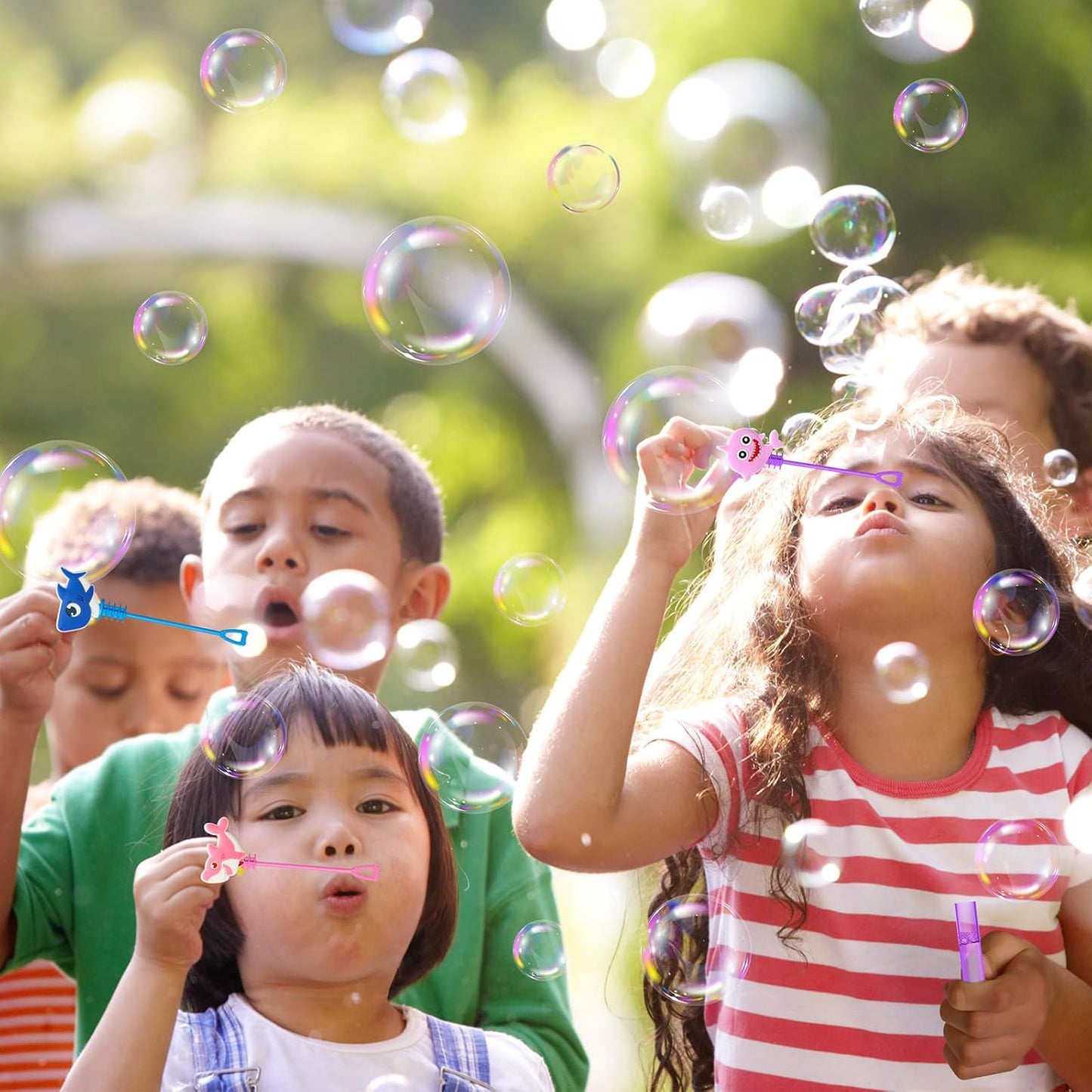 AFZMON 24Pcs Shark Party Favors Bubble Wands for Kids, Under The Sea Mini Bubbles Wand Toys, Ocean Birthday Party Supplies Goodie Gift Bag Stuffers Pinata Classroom Prizes