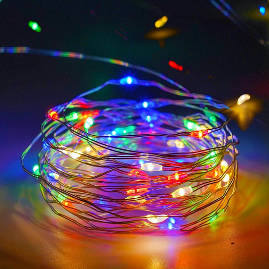4-Pack Multicolor Christmas Fairy Lights Battery Operated with Timer, Waterproof 16FT 50 LED String Lights Outdoor Indoor, Twinkle Lights for Bedroom Wedding Party Christmas Decoration (Multicolor)